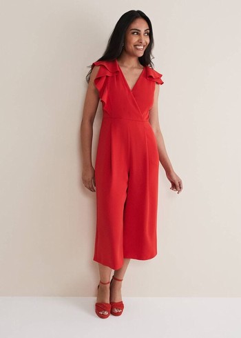 Phase Eight Petite Nicky Ruffle Dress Red USA | 4863970-CD